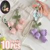 1-10PC Handmade Weaving Bag Pendant Lin Orchid Keyring Love Girl Pearl Chain Keychain Decoration Car Pendant Diy Bag Accessories