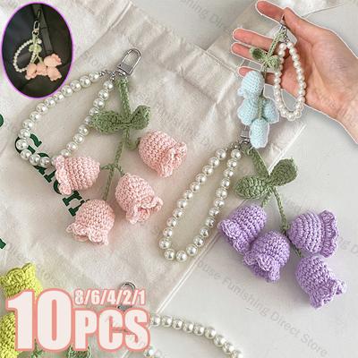 1-10 Stück Handgefertigter Webbeutel Anhänger Lin Orchidee Schlüsselanhänger Liebesmädchen Perlenkette Schlüsselanhänger Dekoration Autoanhänger DIY Taschenzubehör