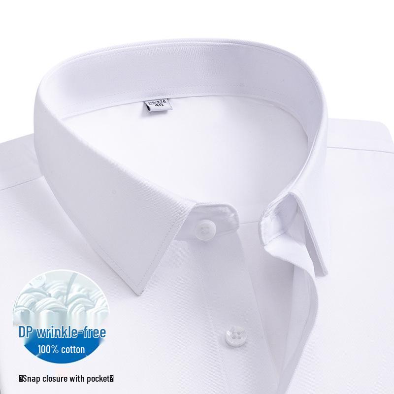 2026 Spring Men's Non-Iron Double-Ply Pure Cotton Long-Sleeve Formal Shirt