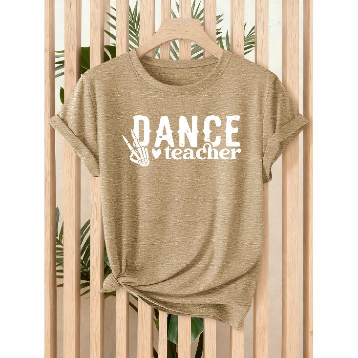 Fun Gesture Script for Dance Teachers Fashionable printed retro-style short sleeves Versatile for daily commuting and casual wear in spring and