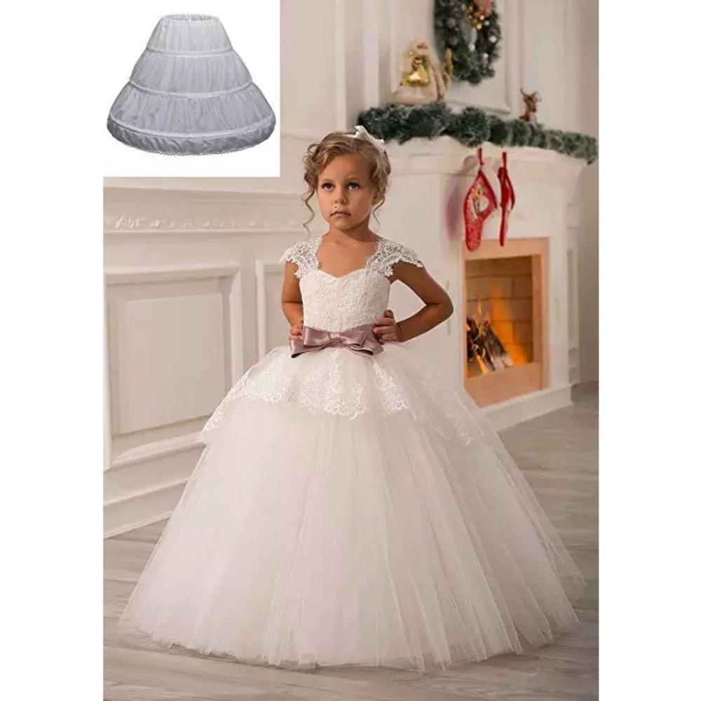 3 Hoops Children Skirt Petticoat White Lace Wedding Petticoat Fashion Princess Skirt  Kids Girls