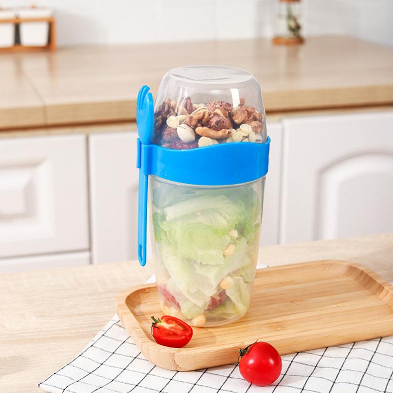 Snídaně ovoce Ovesný jogurtový salátový kelímek s víčkem lžička Dvouvrstvý úložný prostor potravin Přenosný fitness kelímek pro snížení hmotnosti