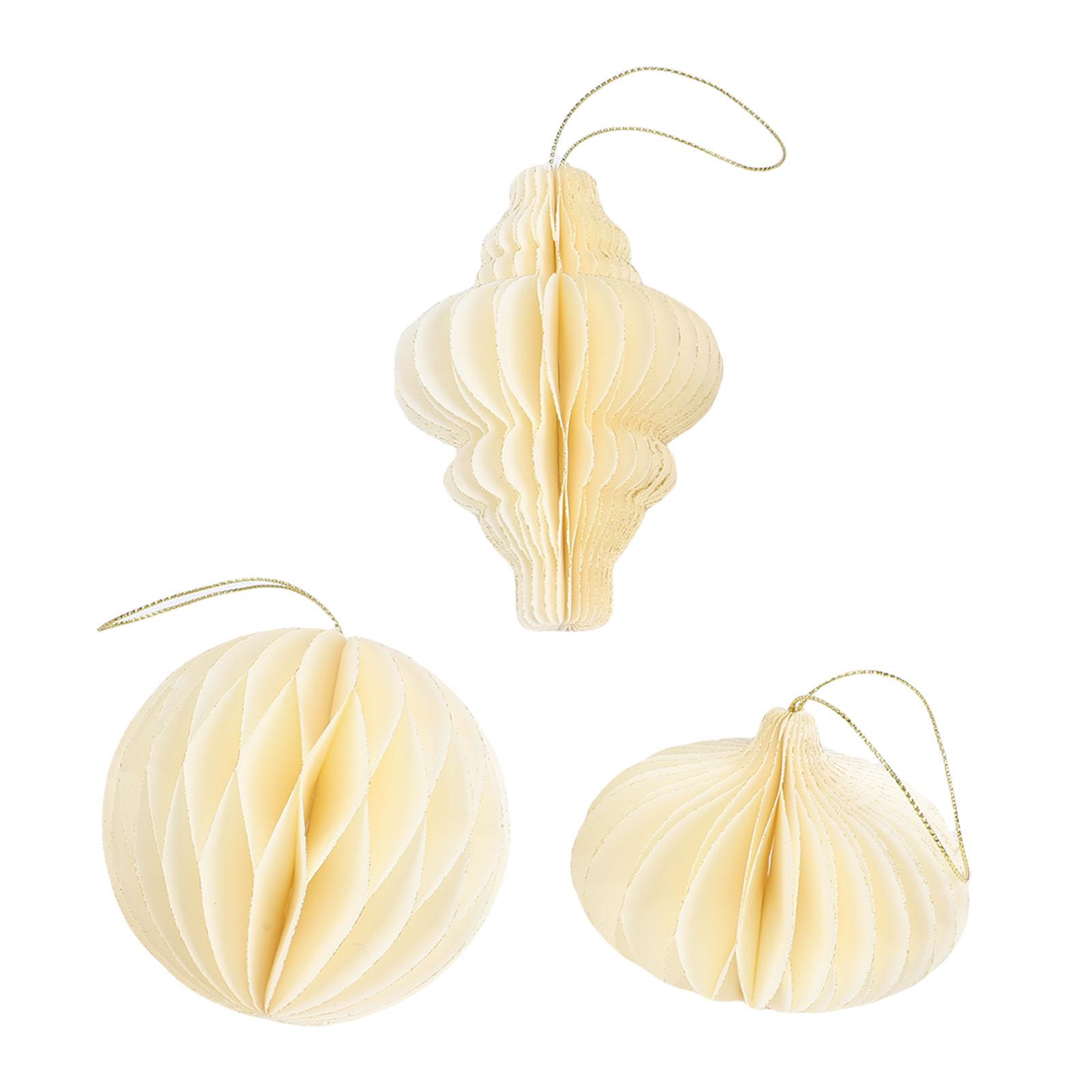 

3pcs Hanging Paper Ornaments 3 Different Shapes Magnetic Hanging Paper Xmas Tree Decorations