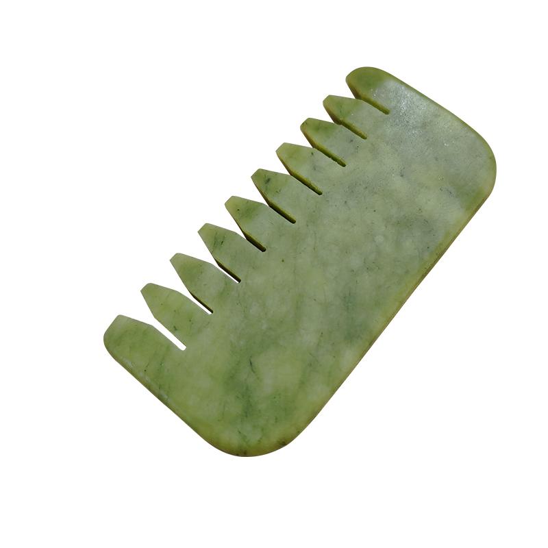 Hot Selling Green Aventurine Jade Hair Comb with Gua Sha Scrape for Face Lifting and Full-body Massage