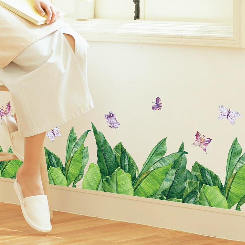 SK7201 Green Plant Skirting Board Bedroom Living Room Cabinet Entrance Hall Store Glass Window Door Cabinet Decoration Wall Sticker