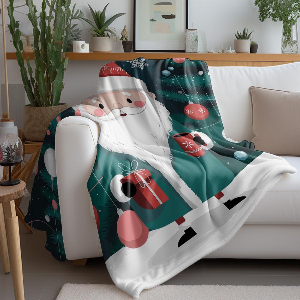 Tuniu Christmas Santa Claus Print Blanket Cozy Soft Warm Bed Sofa Throw Blanket Gift for Kids Adults