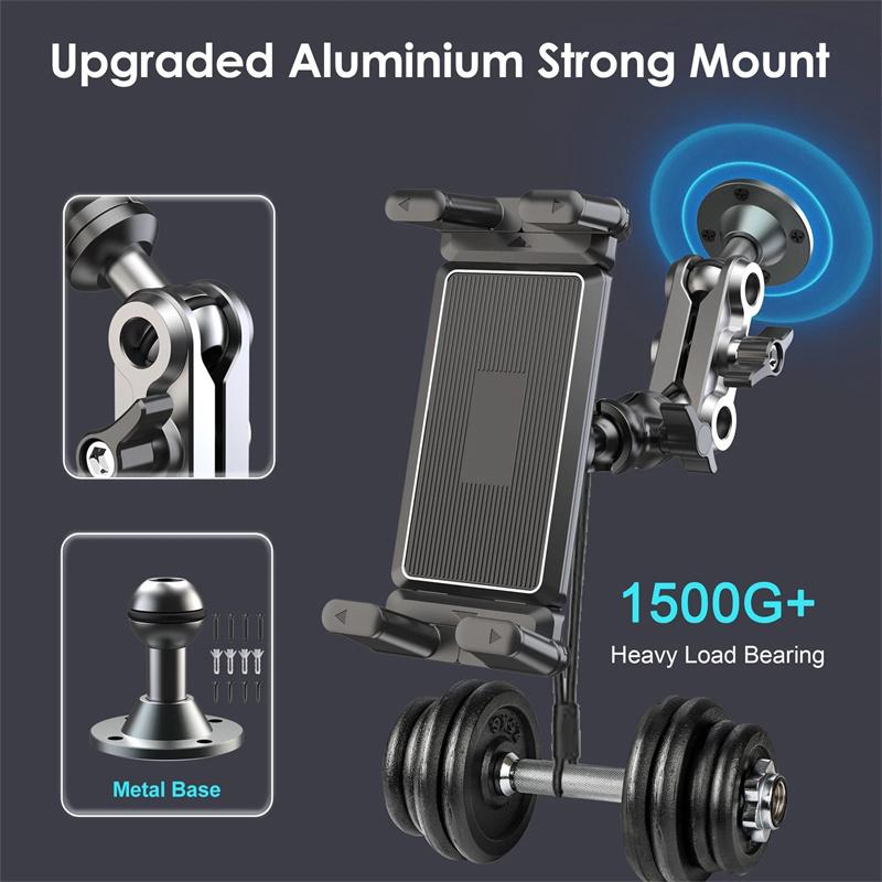 Auto Handyhalter Aluminium Schwerlast Bohrerbasis Tablet Halter Auto Halterung Armaturenbrett 360° Verstellbar 2-stufiger Ständer Für 4,7-13" Ipad
