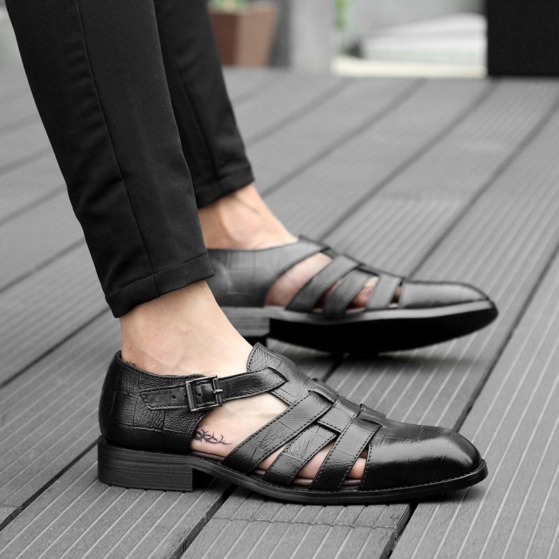 Fashion High Quality Mens Rome Sandals Breathable Men Sandals Genuine Leather Outdoor Summer Shoes Comfy Beach Flats Luxury Casual Shoes
