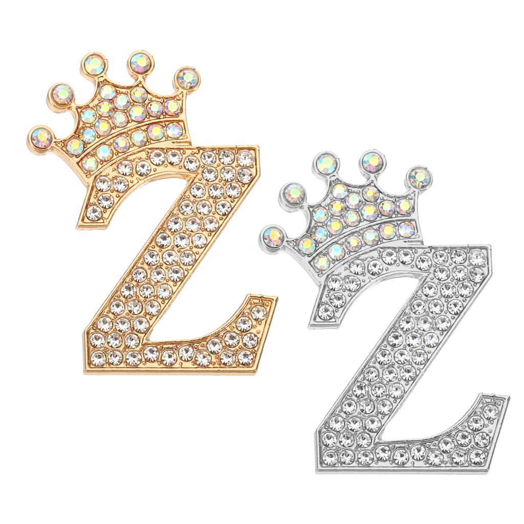 2pcs Letter Brooch Pins Crown Initial Rhinestone Alphabet A-W Letter Lapel Badges Pin for Women Suits Dress Coat Clothes Craft