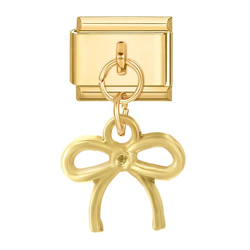 Gold Color Heart Lips Bow Knot Rose Swan Fishbone Pendant Charm Links Fit 9mm Stainless Steel Bracelet DIY Making Men Women Gift