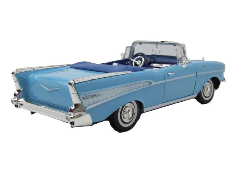 MotorMax American Car Chevrolet Bel Air Miniature Car 1/18 Bel Air Convertible 1957 (Light Blue)
