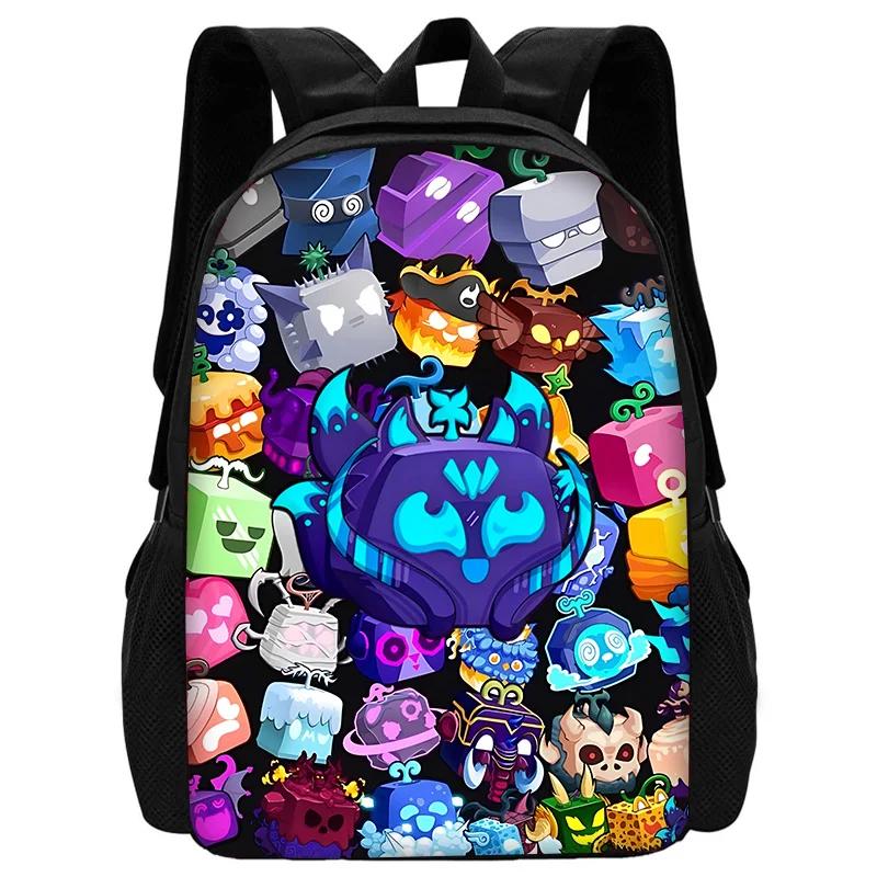 Cartoon Blox Fruits Kinder Schulrucksack mit Umhängetasche Federmäppchen Schultaschen für Jungen Mädchen Bestes Geschenk