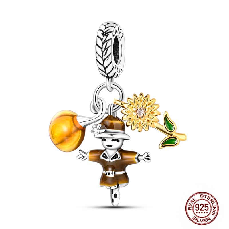 Rose Gold Yellow Charms Copper Sunflower Leopard Firefly Beads Fit Original Bracelet Luminous Charmdiy Jewelry Gift