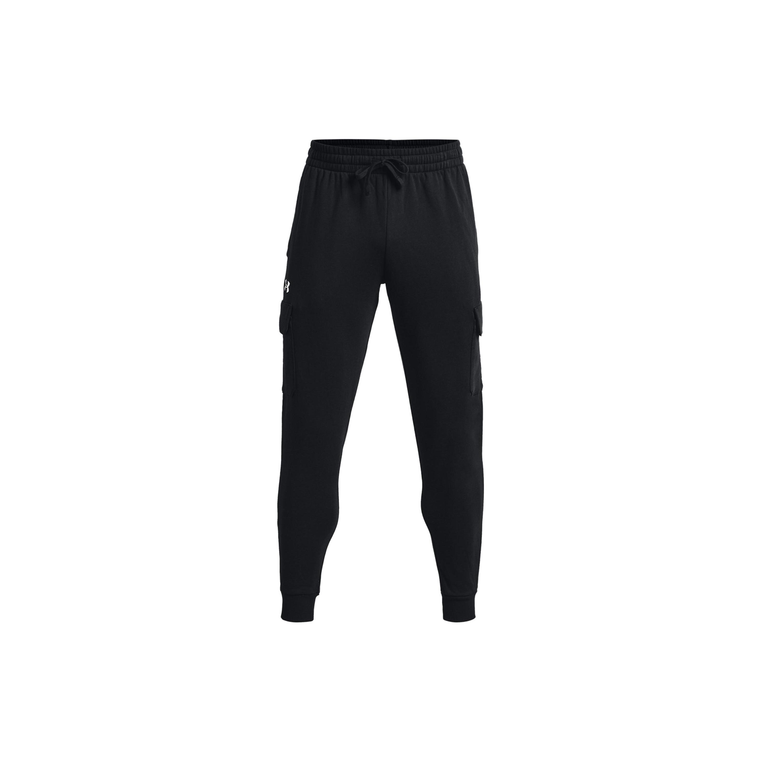 Under Armour Rival Fleece Cargo Joggers Black White Men s 1382134-001 XL