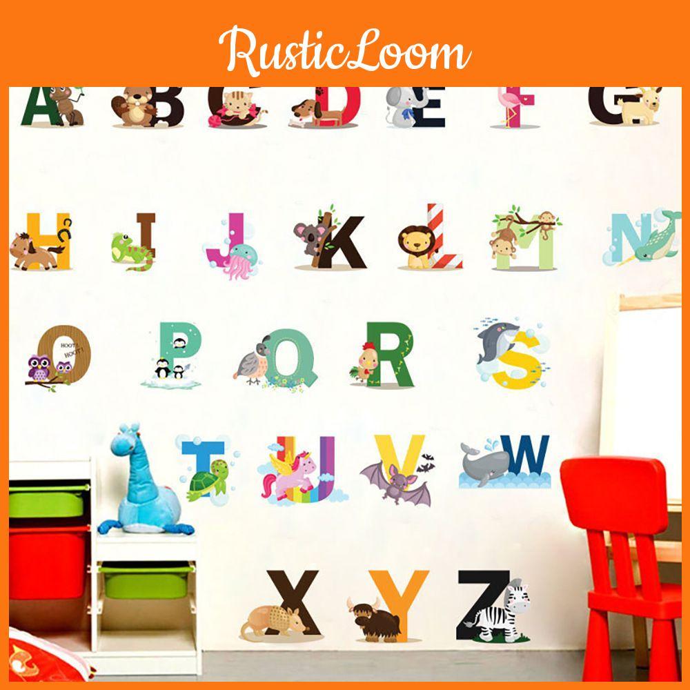 Lebhafte Kinder Heim Wanddekoration Cartoon Wildtiere 26 Buchstaben Aufkleber