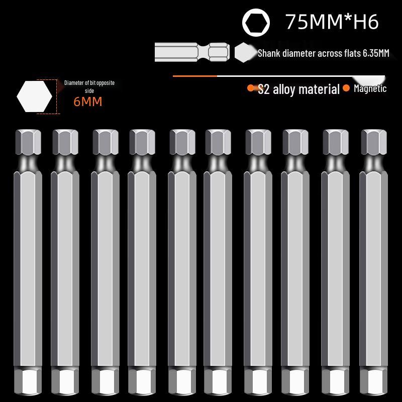 Hexagonal High Hardness S2 Bit Set for Pneumatic & Electric Screwdrivers