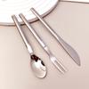 European PDL Straight Handle 304 Stainless Steel Cutlery Set: Western Knife, Fork, Spoon, Steak Knife, Dessert Knife, Fork, Spoon