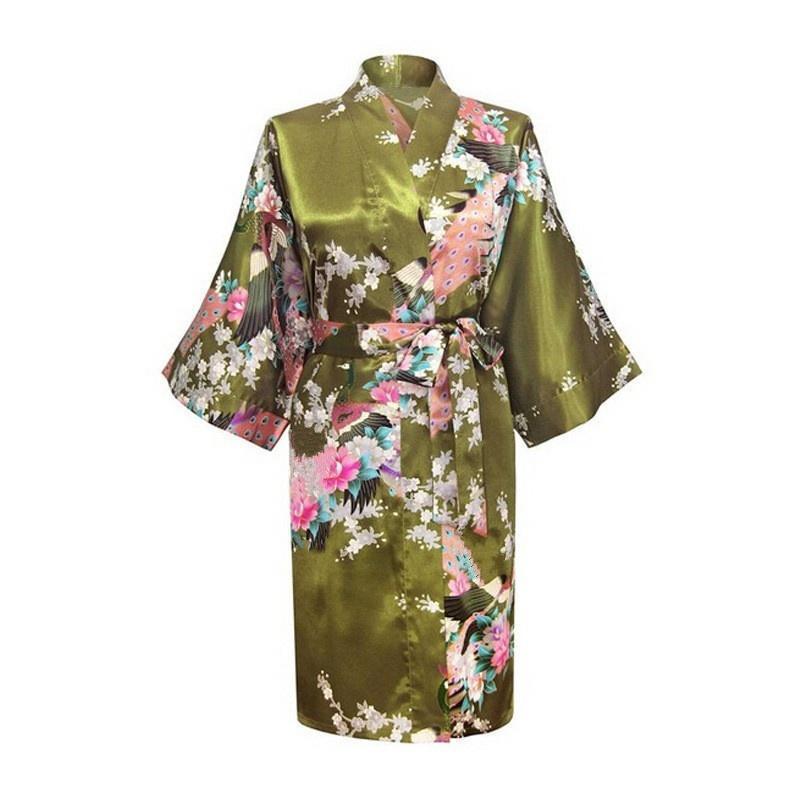 Bride Long Women Kimono Robe Satin Silk Night Dressing Gown