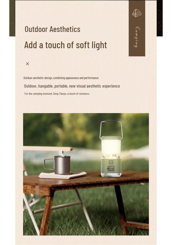 Rechargeable Portable Camping Lantern with Stepless Dimming and Long Battery Life for Outdoor Use