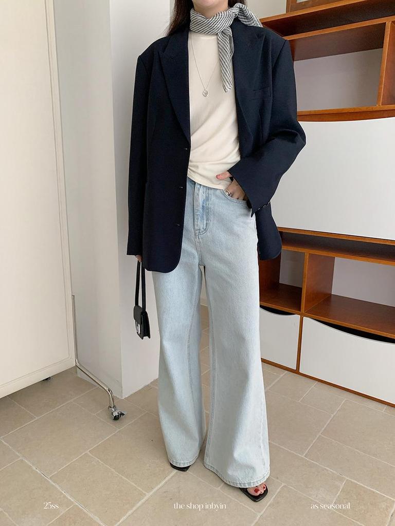 Yi En Ou Retro Micro-Flare Jeans for Women, High Waist Slimming Long Pants for Pear Shape, Long Legs Sequel