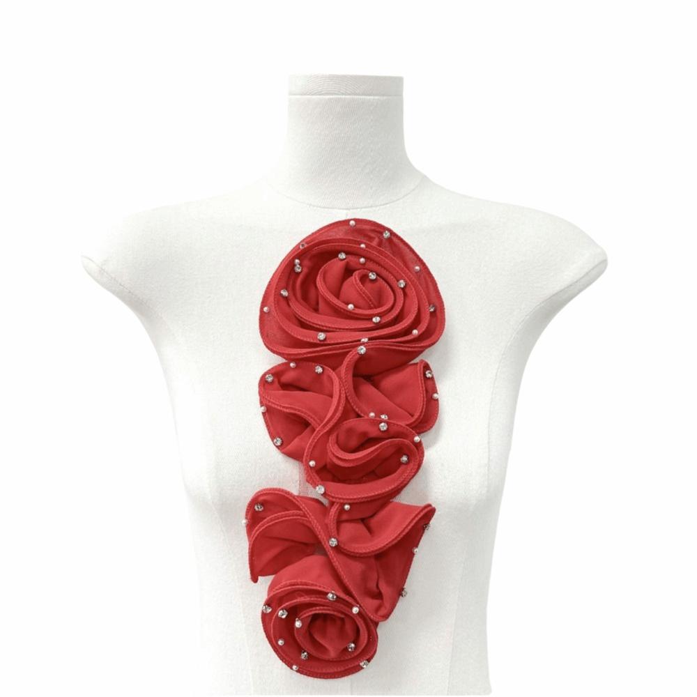 Разноцветные аксессуары для волос Алмазный Цветок Тканевый Шифон Сатин Платья Ручная работа Цветочная нашивка Сложенный цветок Одежда для танцев