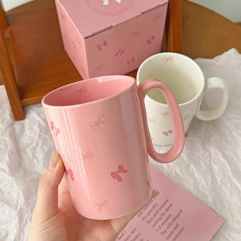 450ml Butterfly Ceramic Mugs Coffee Cups Large Capacity Student Friends Gift Breakfast Milk Mugs Water Cups Gift Box Packaging