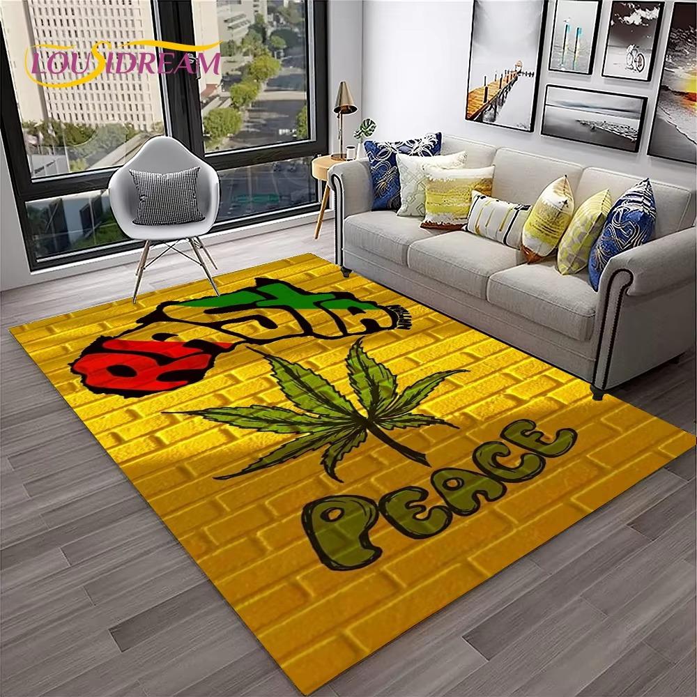 Weed Plants Maple Leaf Carpet Rug for Home Living Room Bedroom Sofa Playroom Doormat Kitchen Decor Area Rug Non-slip Floor Mat