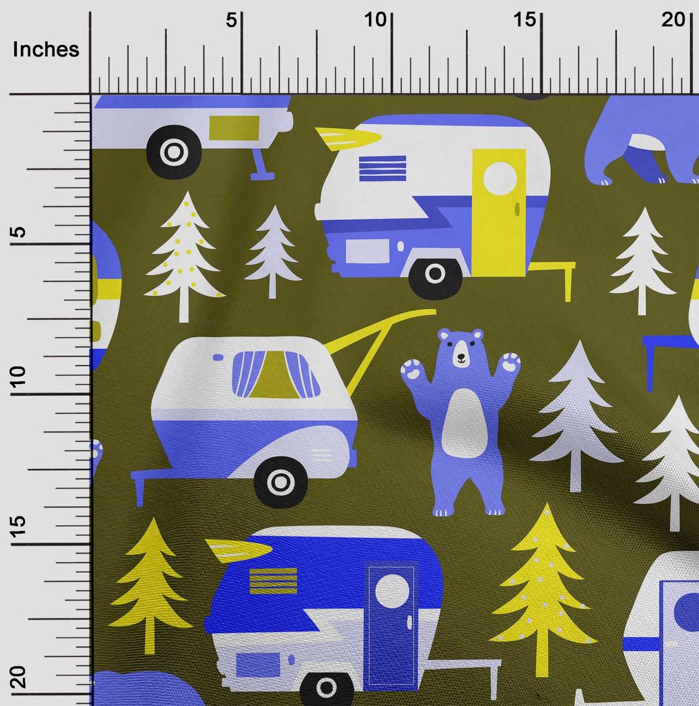 oneOone Cotton Flex Dark Olive Green Fabric Camping Hike Point Sewing Fabric By The Yard Printed Diy Clothing Sewing Supplies 40 Inch