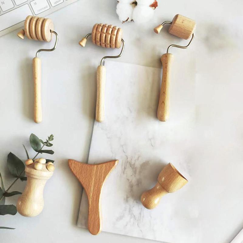 Wenge-Massagerollen, Nackenrollen-Massagegerät, Triggerpunkt-Rollenmassagegerät aus Holz, Muskelrolle für Rücken, Gesicht, Taille, Beine, Arme