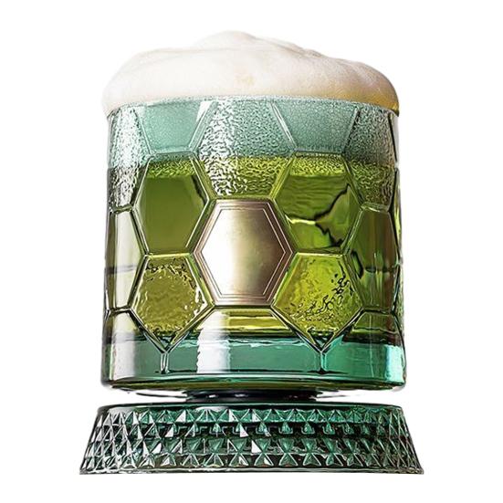 Bicchiere da Whiskey Rotante, Tumbler a Forma di Pallone da Calcio Rotante a 360 gradi, Bicchiere da 245 ml per Bere Bourbon per Bar di Casa, Regalo per Uomini
