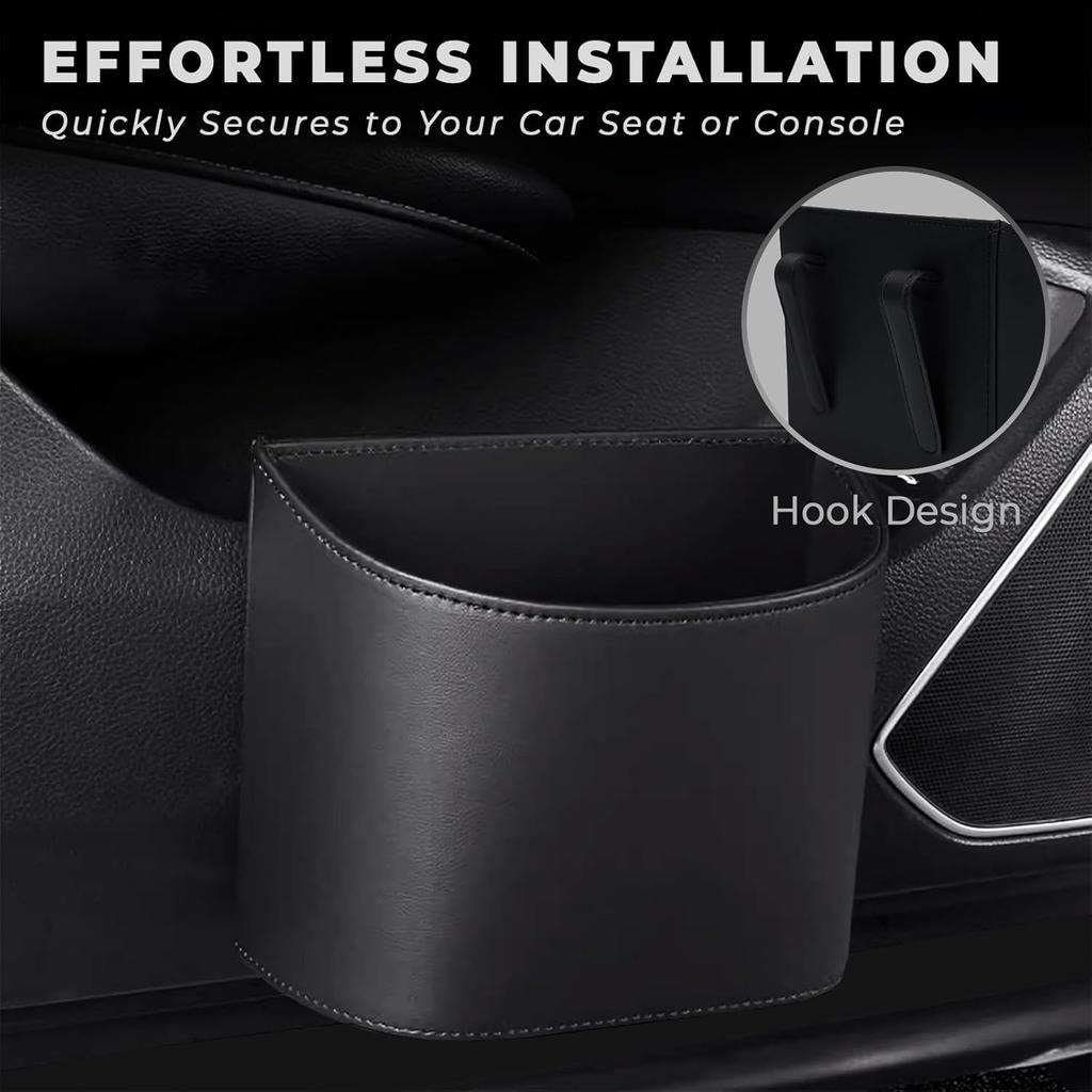 Car Trash Can - Mini Leakproof Car Trash Bin, Artificial Leather Garbage Organizer For Any Cars,Sedans,SUVs & Trucks,Easy-To-Tall Automotive Garbage