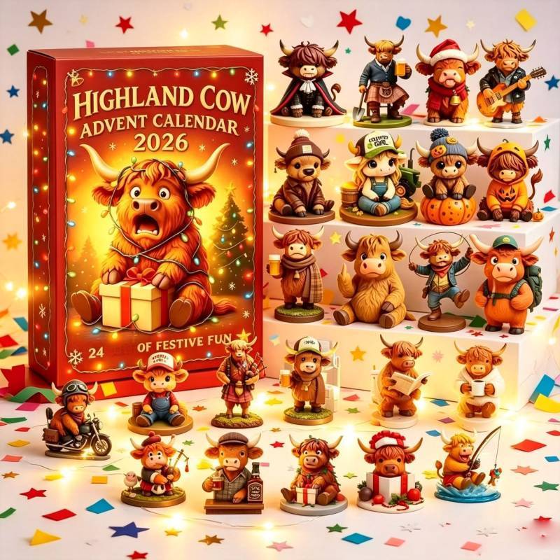 Highland Cow Christmas Countdown Calendar With 3d Tree Decorations For Holiday Gift And Brain Development