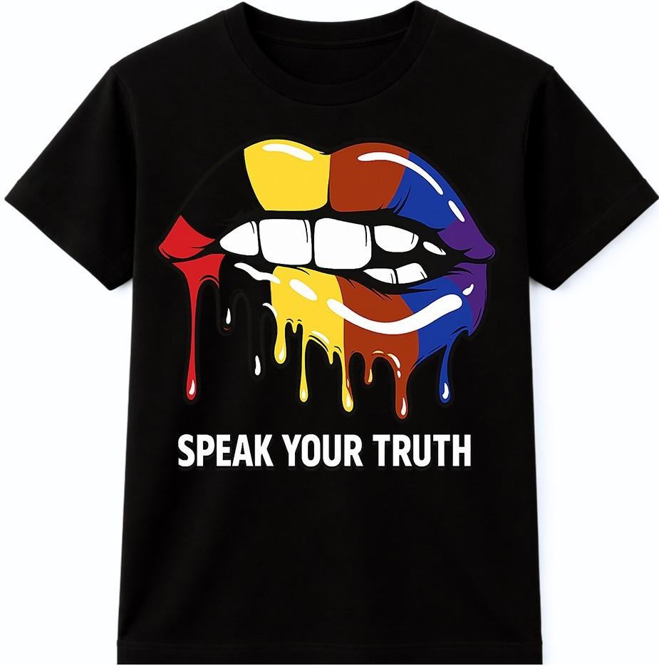 Lips Graphic T Shirt Speak Your Truth Empowerment Quote Slogan Tee Top XL