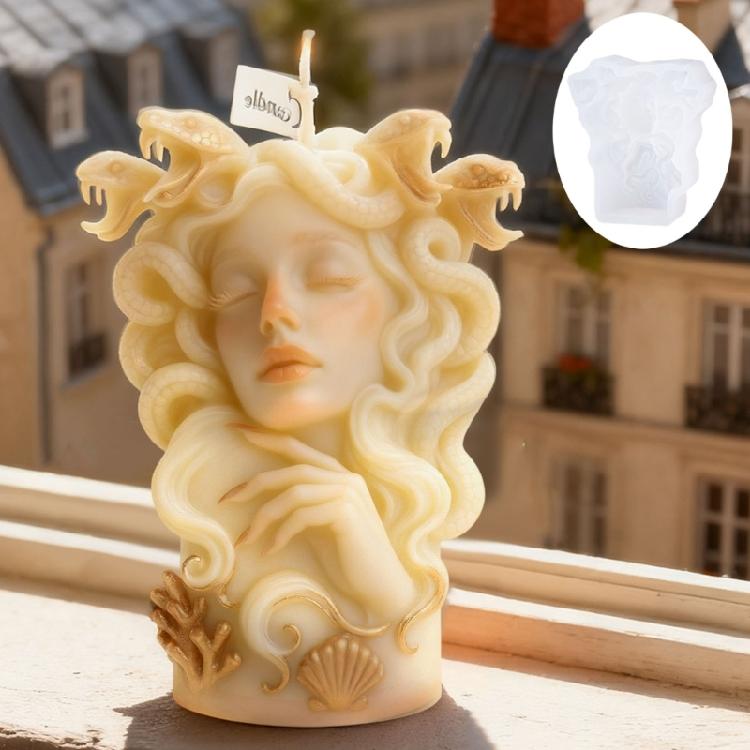 Medusa Girl Silicone Candle Mold Easy Demolding Heat Resistant for Making Candle Soap Holiday Present and Resin Casting
