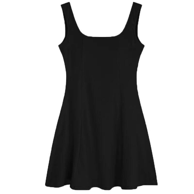 Women's French Hepburn Style Petite Spaghetti Strap Little Black Dress - Summer High-End Short Skirt