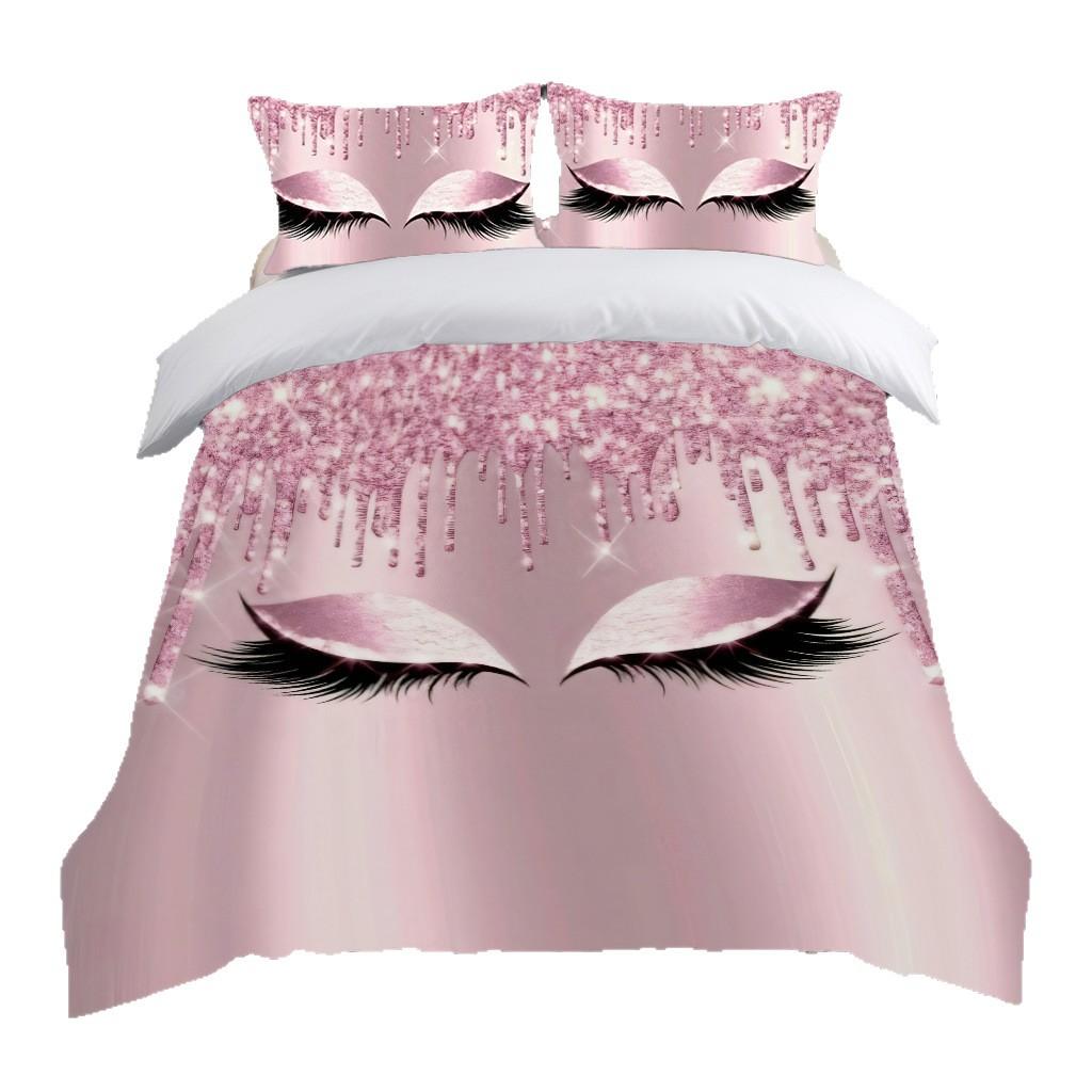 Duvet Cover Set Fashion Eyelashes 3D Digital Printing Three-Piece Bedding Kit