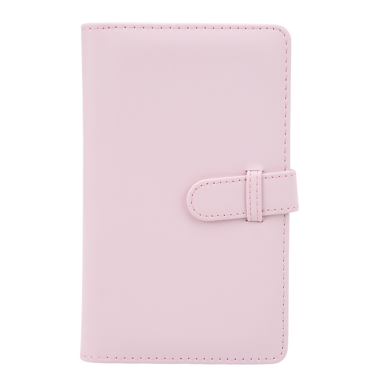 3-дюймовый 108-карманный фотоальбом из искусственной кожи Мини-фотоальбом для билетов в кино Визитки Светильник светло-розовый