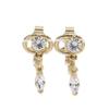 NINA RICCI Earing set Necklace Plated Gold/Rhinestone 4.1g Women Used