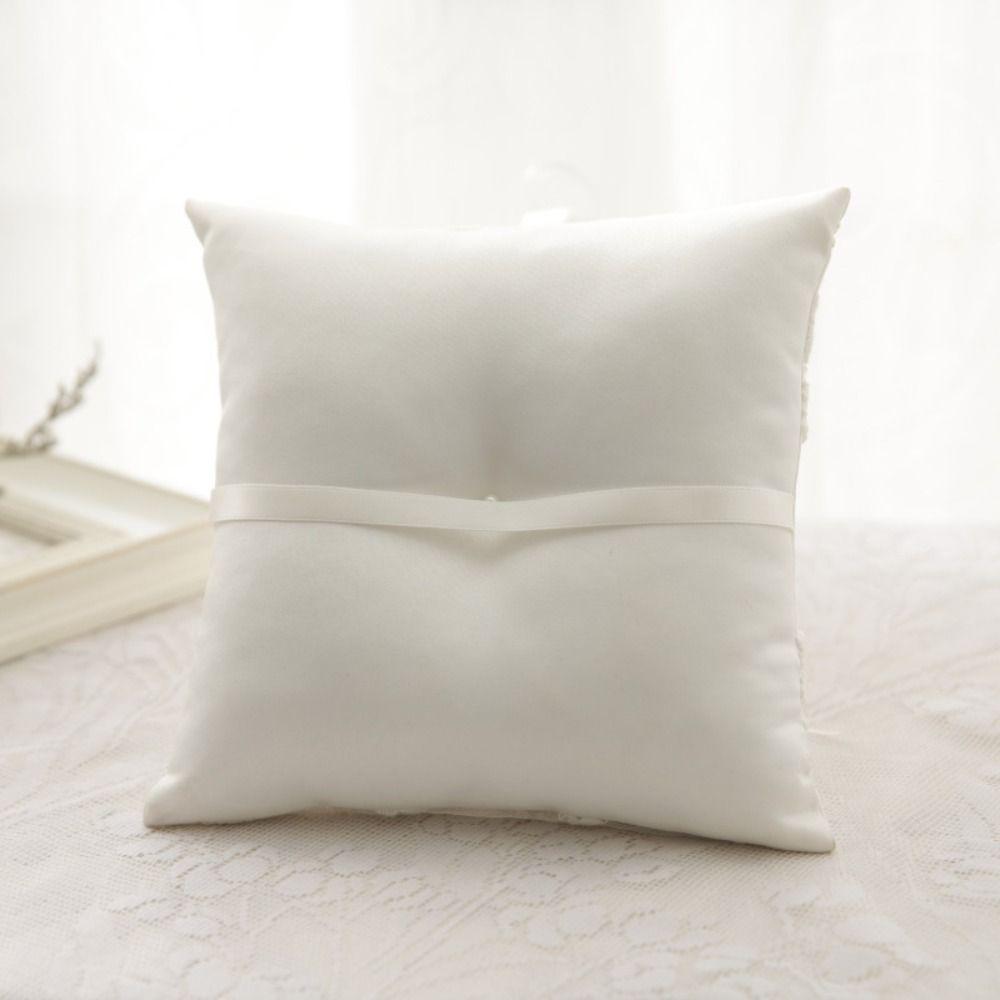 Embroidery Ring Bearer Pillow White Wedding Ring Pillow  Wedding Ceremony Accessory