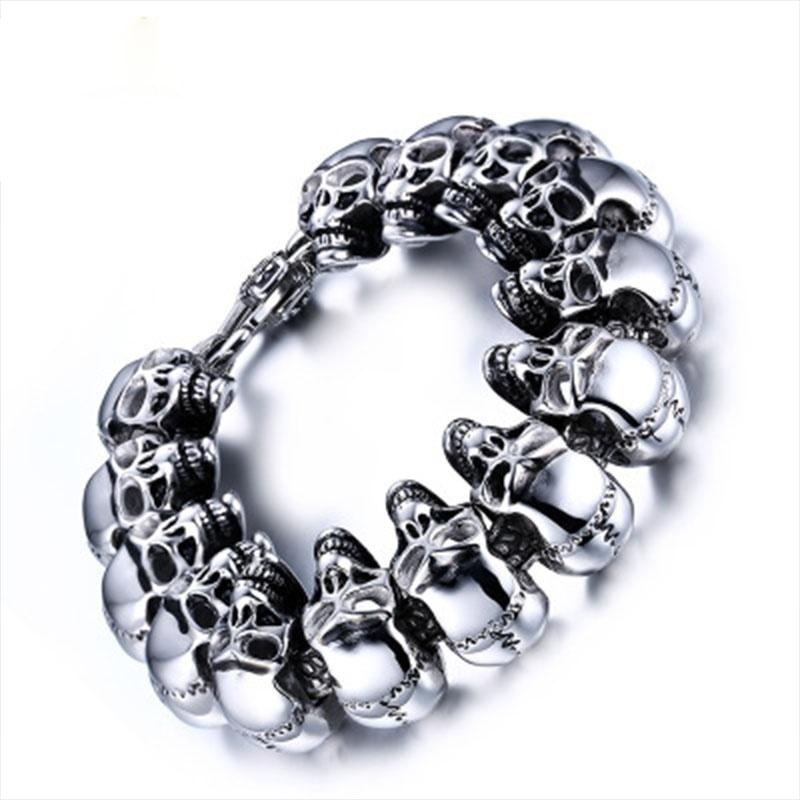 Bracciali da uomo con teschio gotico bracciale a catena fantasma in acciaio inossidabile da 19MM per uomo gioielli scheletro per polso maschile all'ingrosso nuovo  36
