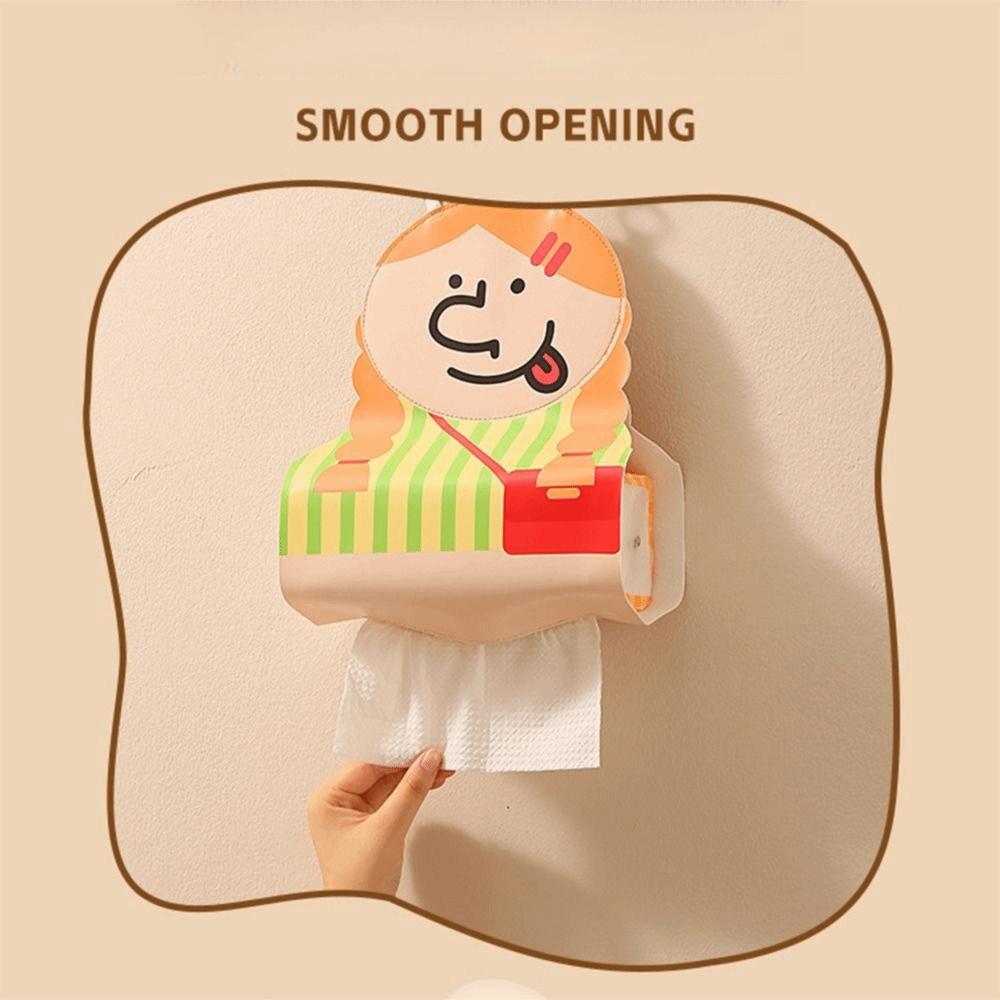 Top Handle Hanging Napkin Dispenser Cartoon Design Wall Hanging Tissue Holder  Space Saving