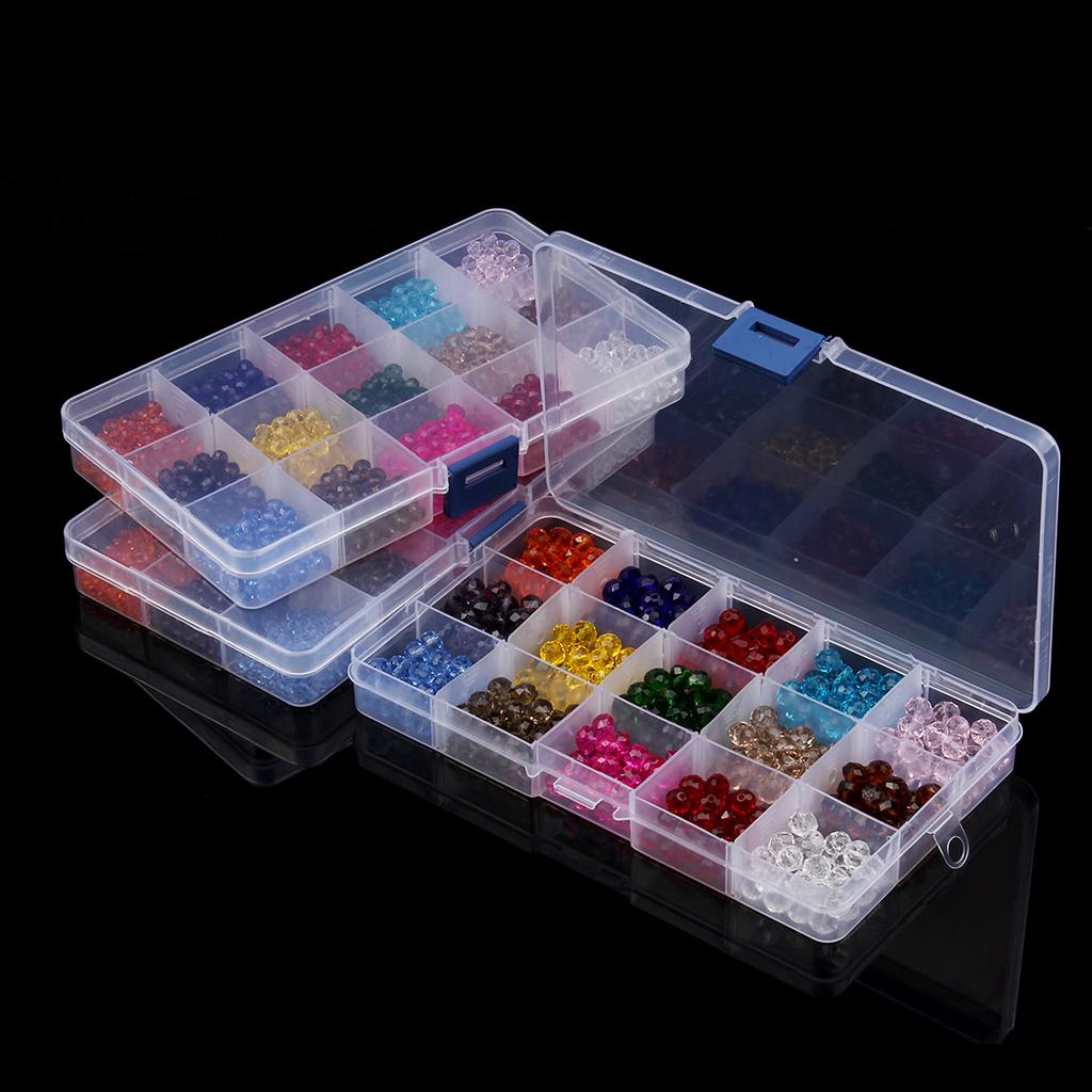4/6/8mm Farbkristallperlen Set Facettiertes Glas Lose Perlen 15 Fächer/Box für DIY Armband Halskette Schmuckherstellung Zubehör Set
