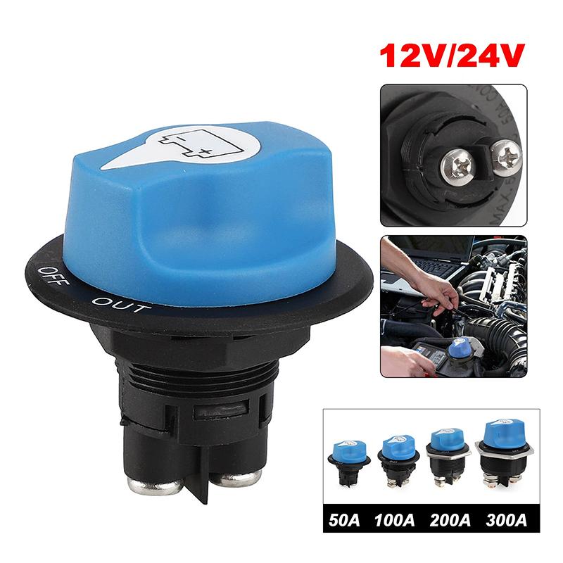 Car Battery Race Rally Switch 50 100 200 300A Blue Battery Disconnector Isolator Cut Off Switch Kit For Rv Motorcycle Truck Boat