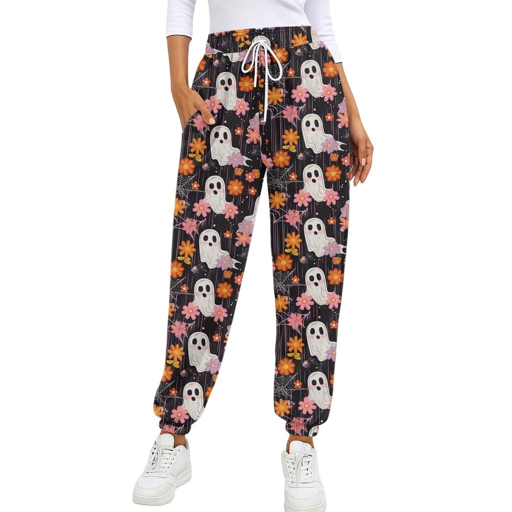 Pantalones de Chándal Casuales para Niños con Bolsillo con Cordón Estampado Degradado para el Día de Halloween