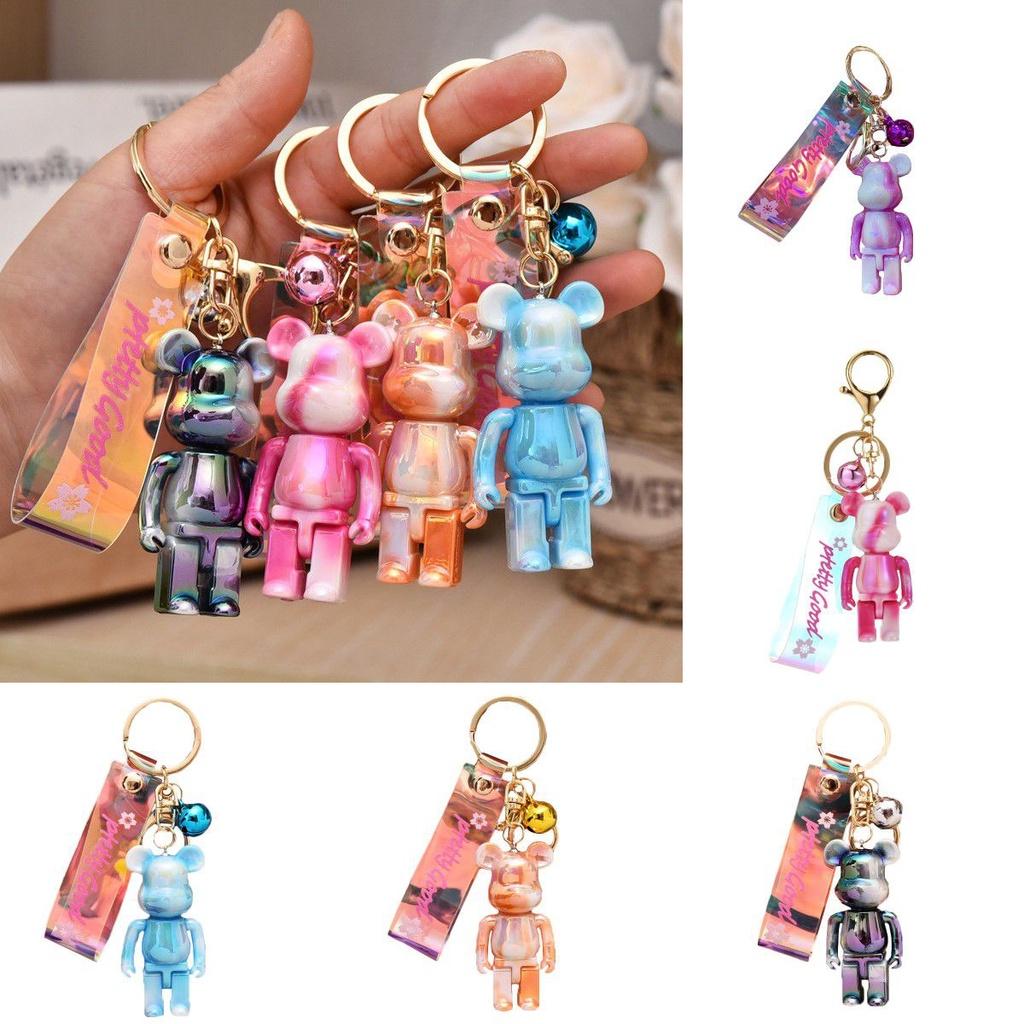 Bear Cute Gradient Acrylic Key Chain Car Pendant Bag Couple Creative Crystal