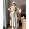 Fashionable A-line Skirt for Women Leather Skirts High Waist Knee-length Skirt