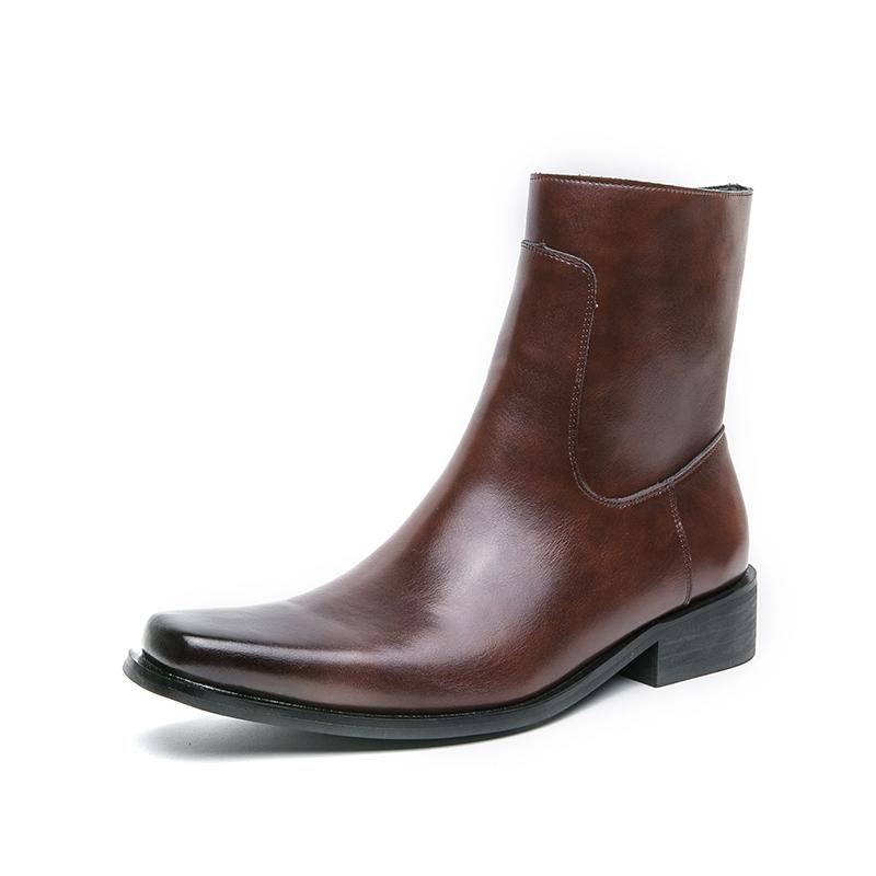 Fashion Brand Chelsea Men's Boots Men Comfortable Side Zipper High Top Boot Outdoor Classic Fashion British Style Pointed Knight Boots