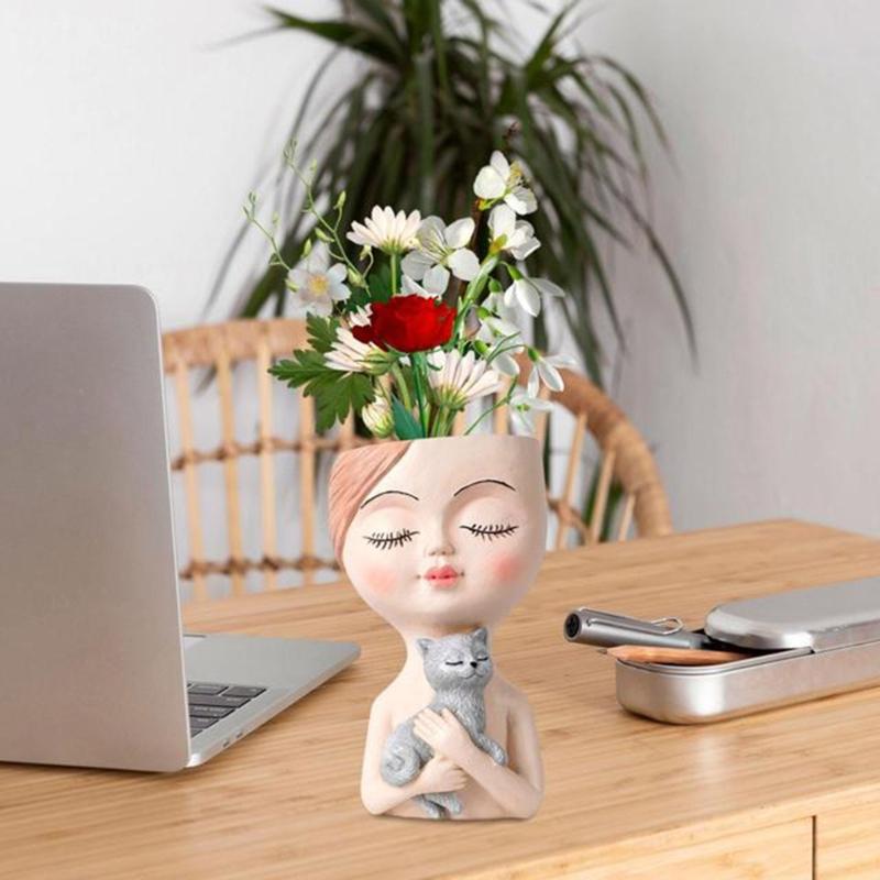 Boy and Puppy Succulent Pot Mold for DIY Concrete Flower Pots Resin Mold Pen Holder Resin Mold Desktop Decoration Home