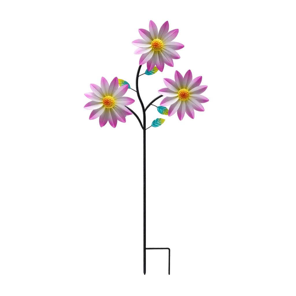 Metal Garden Wind Spinner Outdoor Decorative Yard Art with Rotating Flower Design and Sturdy Stake for Lawn Patio or Garden Decoration