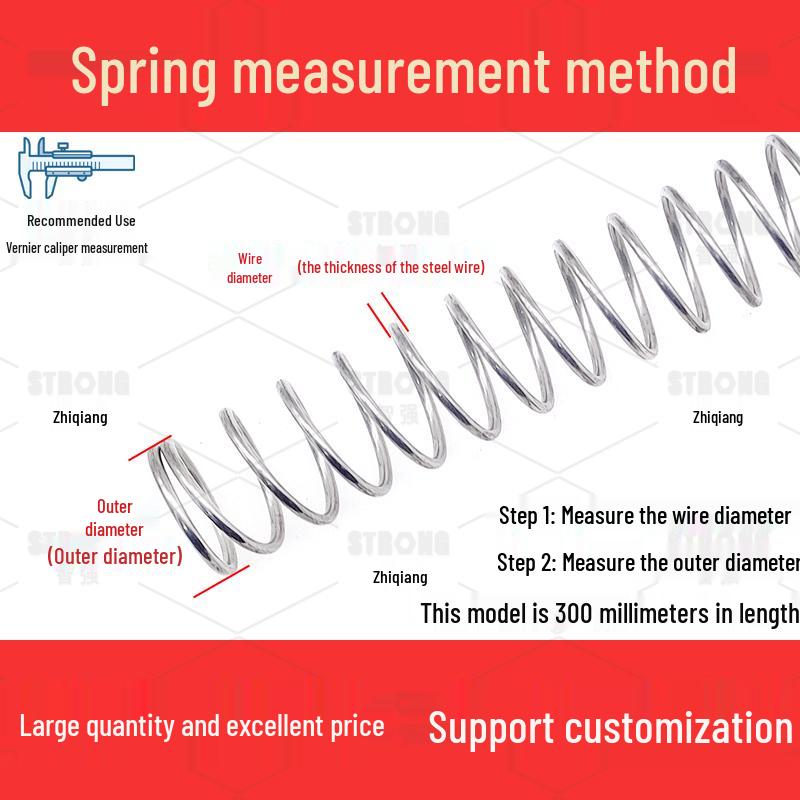 304 Stainless Steel Compression Spring – 300mm Long, High Elasticity, Shock Absorption, Customizable